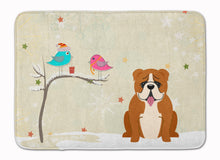 Load image into Gallery viewer, Christmas Presents between Friends English Bulldog Red White Machine Washable Memory Foam Mat BB2592RUG