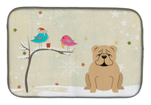 Load image into Gallery viewer, Christmas Presents between Friends English Bulldog Fawn Dish Drying Mat – Absorbent, Artistic Kitchen Essentials BB2596DDM
