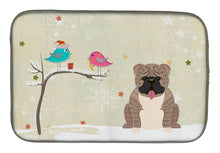 Load image into Gallery viewer, Christmas Presents between Friends English Bulldog Grey Brindle  Dish Drying Mat – Absorbent, Artistic Kitchen Essentials BB2598DDM