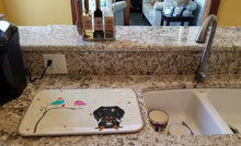 Load image into Gallery viewer, Christmas Presents between Friends Wire Haired Dachshund Dapple Dish Drying Mat – Absorbent, Artistic Kitchen Essentials BB2600DDM