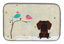 Load image into Gallery viewer, Christmas Presents between Friends Wire Haired Dachshund Chocolate Dish Drying Mat – Absorbent, Artistic Kitchen Essentials BB2601DDM