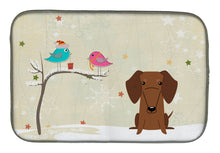 Load image into Gallery viewer, Christmas Presents between Friends Dachshund Red Brown Dish Drying Mat – Absorbent, Artistic Kitchen Essentials BB2602DDM
