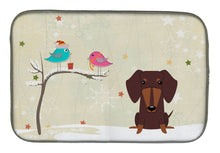Load image into Gallery viewer, Christmas Presents between Friends Dachshund Chocolate Dish Drying Mat – Absorbent, Artistic Kitchen Essentials BB2603DDM