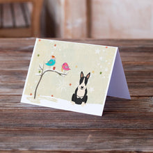 Load image into Gallery viewer, Christmas Presents between Friends Bull Terrier - Black and White Greeting Cards -  Blank Note Cards – 8-Pack of Artist-Designed Cards with Envelopes