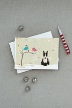 Load image into Gallery viewer, Christmas Presents between Friends Bull Terrier - Black and White Greeting Cards -  Blank Note Cards – 8-Pack of Artist-Designed Cards with Envelopes