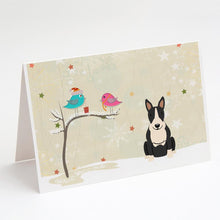 Load image into Gallery viewer, Christmas Presents between Friends Bull Terrier - Black and White Greeting Cards -  Blank Note Cards – 8-Pack of Artist-Designed Cards with Envelopes