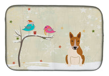 Load image into Gallery viewer, Christmas Presents between Friends Bull Terrier Red White Dish Drying Mat – Absorbent, Artistic Kitchen Essentials BB2607DDM