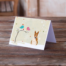 Load image into Gallery viewer, Christmas Presents between Friends Bull Terrier - Red and White Greeting Cards -  Blank Note Cards – 8-Pack of Artist-Designed Cards with Envelopes