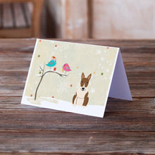 Load image into Gallery viewer, Christmas Presents between Friends Bull Terrier - Brindle Greeting Cards -  Blank Note Cards – 8-Pack of Artist-Designed Cards with Envelopes