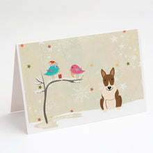 Load image into Gallery viewer, Christmas Presents between Friends Bull Terrier - Brindle Greeting Cards -  Blank Note Cards – 8-Pack of Artist-Designed Cards with Envelopes