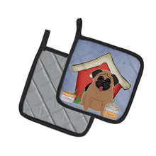 Load image into Gallery viewer, Dog House Collection Pug Brown Pot Holders - Set of 2 - Heat-Resistant Kitchen Essentials BB2759PTHD