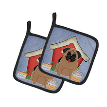 Load image into Gallery viewer, Dog House Collection Pug Brown Pot Holders - Set of 2 - Heat-Resistant Kitchen Essentials BB2759PTHD