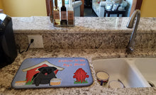Load image into Gallery viewer, Dog House Collection Pug Black Dish Drying Mat – Absorbent, Artistic Kitchen Essentials BB2760DDM