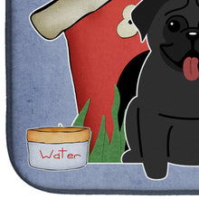 Load image into Gallery viewer, Dog House Collection Pug Black Dish Drying Mat – Absorbent, Artistic Kitchen Essentials BB2760DDM