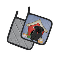Load image into Gallery viewer, Dog House Collection Pug Black Pot Holders - Set of 2 - Heat-Resistant Kitchen Essentials BB2760PTHD