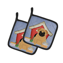 Load image into Gallery viewer, Dog House Collection Pug Brown Pot Holders - Set of 2 - Heat-Resistant Kitchen Essentials BB2761PTHD