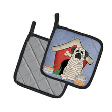 Load image into Gallery viewer, Dog House Collection Mastiff Brindle White Pot Holders - Set of 2 - Heat-Resistant Kitchen Essentials