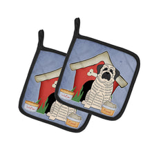 Load image into Gallery viewer, Dog House Collection Mastiff Brindle White Pot Holders - Set of 2 - Heat-Resistant Kitchen Essentials
