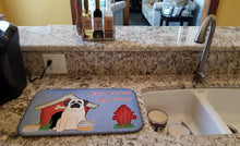 Load image into Gallery viewer, Dog House Collection Mastiff White Dish Drying Mat – Absorbent, Artistic Kitchen Essentials BB2771DDM