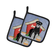 Load image into Gallery viewer, Dog House Collection Standard Schnauzer Black Grey Pot Holders - Set of 2 - Heat-Resistant Kitchen Essentials BB2788PTHD