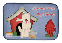 Load image into Gallery viewer, Dog House Collection White German Shepherd Dish Drying Mat – Absorbent, Artistic Kitchen Essentials BB2799DDM