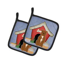 Load image into Gallery viewer, Dog House Collection Staffordshire Bull Terrier Brown Pot Holders - Set of 2 - Heat-Resistant Kitchen Essentials