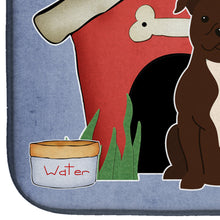 Load image into Gallery viewer, Dog House Collection Staffordshire Bull Terrier Chocolate Dish Drying Mat – Absorbent, Artistic Kitchen Essentials BB2802DDM