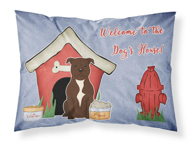 Dog House Collection Staffordshire Bull Terrier Chocolate Fabric Standard Pillowcase – Artistic Decorative Front, White Back BB2802PILLOWCASE