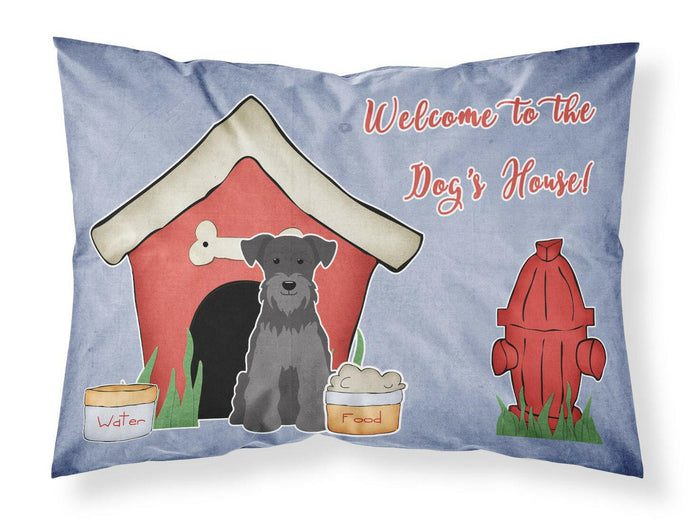 Dog House Collection Miniature Schanuzer Black Fabric Standard Pillowcase – Artistic Decorative Front, White Back BB2805PILLOWCASE