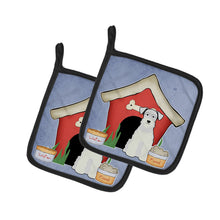 Load image into Gallery viewer, Dog House Collection Miniature Schanuzer White Pot Holders - Set of 2 - Heat-Resistant Kitchen Essentials