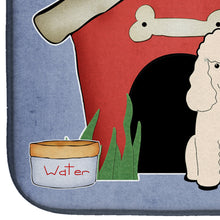Load image into Gallery viewer, Dog House Collection Poodle White Dish Drying Mat – Absorbent, Artistic Kitchen Essentials BB2824DDM