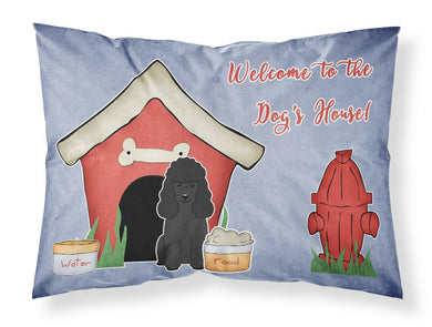 Dog House Collection Poodle Black Fabric Standard Pillowcase – Artistic Decorative Front, White Back BB2825PILLOWCASE