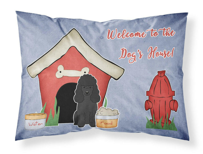 Dog House Collection Poodle Black Fabric Standard Pillowcase – Artistic Decorative Front, White Back BB2825PILLOWCASE