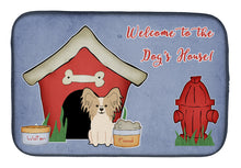 Load image into Gallery viewer, Dog House Collection Papillon Sable White Dish Drying Mat – Absorbent, Artistic Kitchen Essentials BB2831DDM