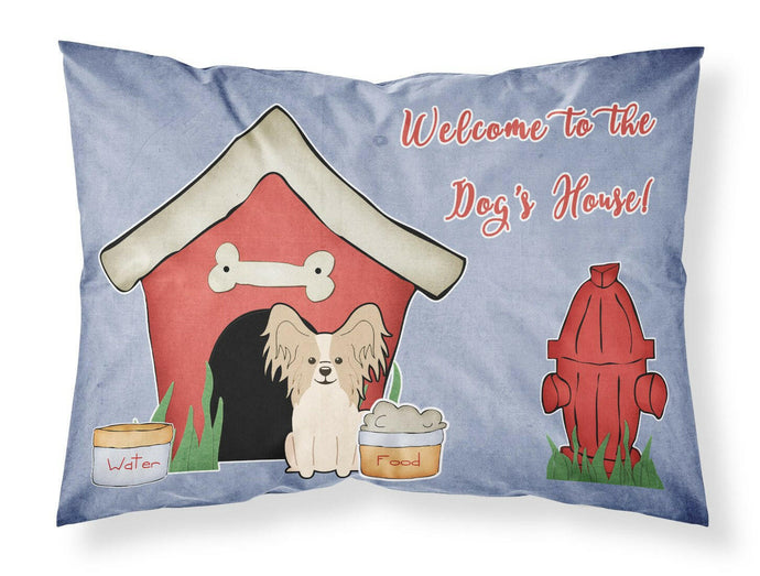 Dog House Collection Papillon Sable White Fabric Standard Pillowcase – Artistic Decorative Front, White Back BB2831PILLOWCASE