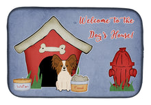 Load image into Gallery viewer, Dog House Collection Papillon Red White Dish Drying Mat – Absorbent, Artistic Kitchen Essentials BB2832DDM