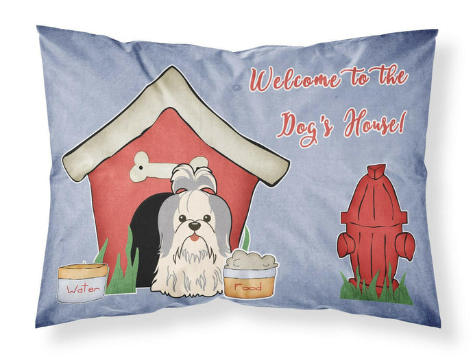 Dog House Collection Shih Tzu Silver White Fabric Standard Pillowcase – Artistic Decorative Front, White Back BB2839PILLOWCASE