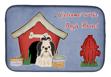 Load image into Gallery viewer, Dog House Collection Shih Tzu Black White Dish Drying Mat – Absorbent, Artistic Kitchen Essentials BB2842DDM