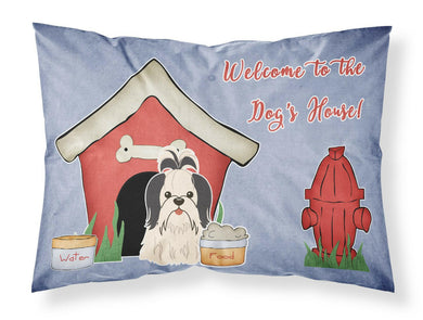 Dog House Collection Shih Tzu Black White Fabric Standard Pillowcase – Artistic Decorative Front, White Back BB2842PILLOWCASE