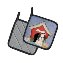 Load image into Gallery viewer, Dog House Collection Shih Tzu Black White Pot Holders - Set of 2 - Heat-Resistant Kitchen Essentials BB2842PTHD