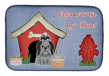Load image into Gallery viewer, Dog House Collection Shih Tzu Black Silver Dish Drying Mat – Absorbent, Artistic Kitchen Essentials BB2843DDM