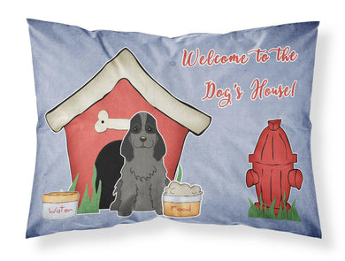 Dog House Collection Cocker Spaniel Black Fabric Standard Pillowcase – Artistic Decorative Front, White Back BB2846PILLOWCASE