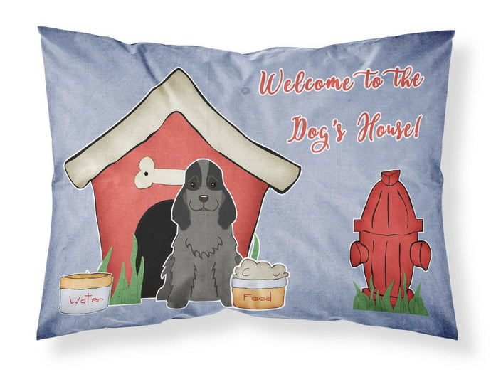 Dog House Collection Cocker Spaniel Black Fabric Standard Pillowcase – Artistic Decorative Front, White Back BB2846PILLOWCASE