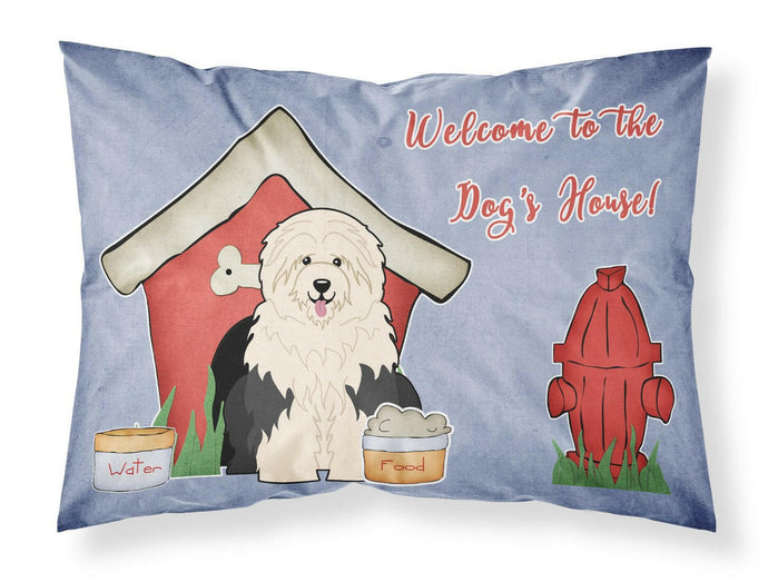 Dog House Collection Old English Sheepdog Fabric Standard Pillowcase – Artistic Decorative Front, White Back BB2850PILLOWCASE