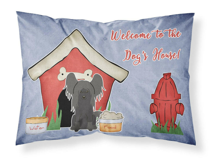 Dog House Collection Chinese Crested Black Fabric Standard Pillowcase – Artistic Decorative Front, White Back BB2866PILLOWCASE