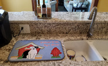Load image into Gallery viewer, Dog House Collection White Boxer Cooper Dish Drying Mat – Absorbent, Artistic Kitchen Essentials BB2868DDM