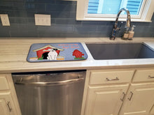 Load image into Gallery viewer, Dog House Collection White Boxer Cooper Dish Drying Mat – Absorbent, Artistic Kitchen Essentials BB2868DDM