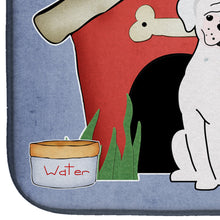 Load image into Gallery viewer, Dog House Collection White Boxer Cooper Dish Drying Mat – Absorbent, Artistic Kitchen Essentials BB2868DDM