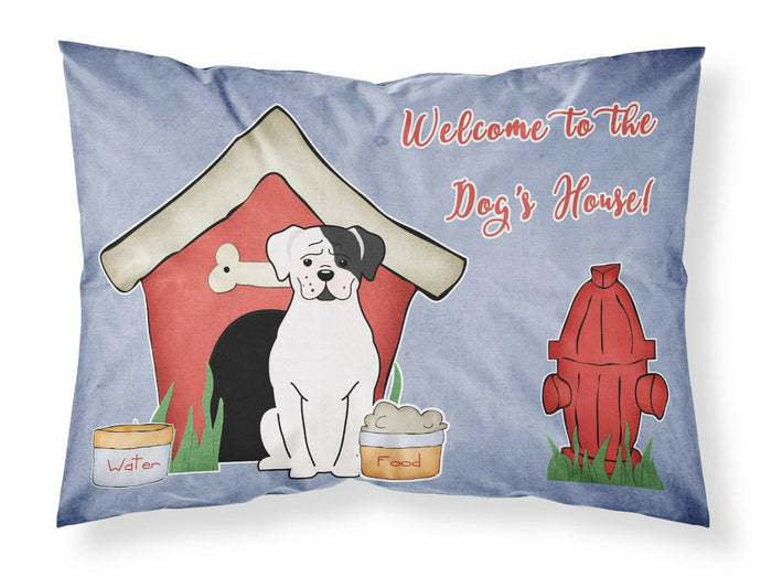 Dog House Collection White Boxer Cooper Fabric Standard Pillowcase – Artistic Decorative Front, White Back BB2868PILLOWCASE