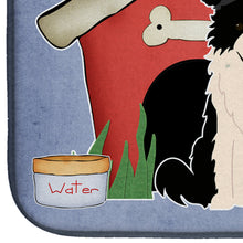 Load image into Gallery viewer, Dog House Collection Border Collie Black White Dish Drying Mat – Absorbent, Artistic Kitchen Essentials BB2872DDM